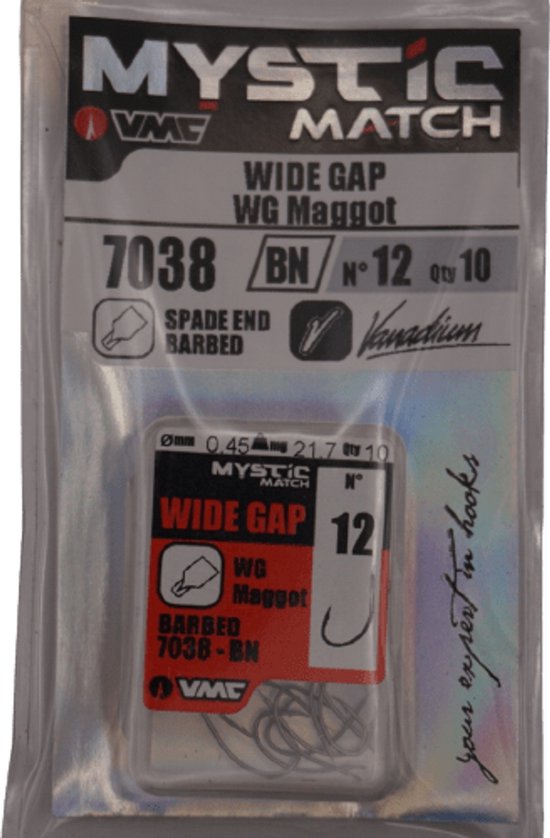 VMC 7038-BN Wide Gape Maggot | Barbed #12 van Merkloos