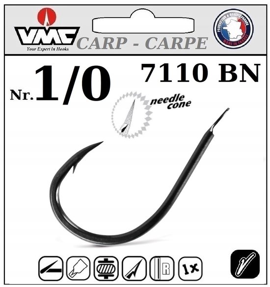 VMC Carp Strong 7110 BN Vanadiumhaak - Maat 1/0 (10 stuks) van Merkloos