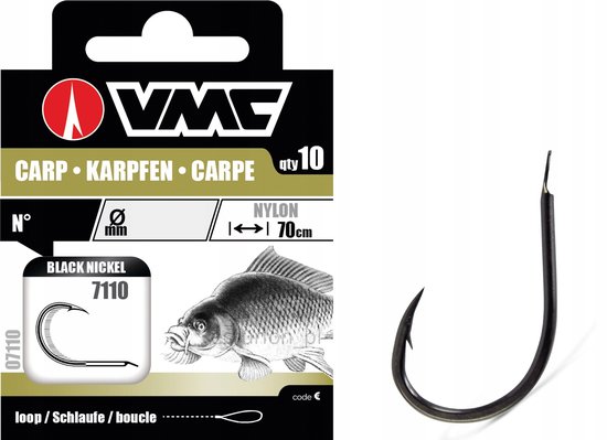 VMC Karp Haken Maat 6 - Kant-en-klare Onderlijnen (10 stuks)