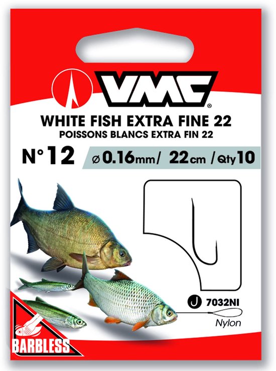 VMC Witvis Extra Fijn Barbless Gemonteerde Onderlijnen 22cm H16 0.14mm 22cm van Merkloos