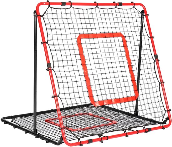 voetbal-rebound-net, 120cm x 120cm/85cm x 85cm terugslagnet voor volleybal, dubbellaags PE-net, verstelbare hoek, competentietraining voor voetbal, volleybal en basketbal
