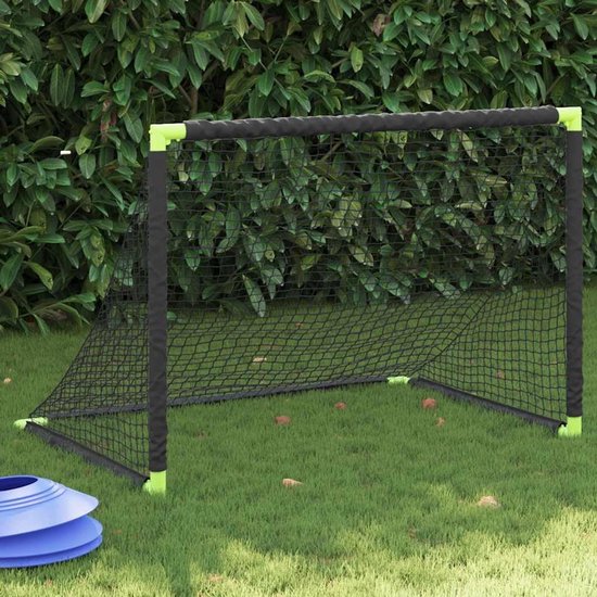 Voetbaldoel voor kinderen, 90 x 64 x 64 cm, inklapbaar voetbaldoel voor tuin en binnen, robuust trainingsdoel met haringen, zwart