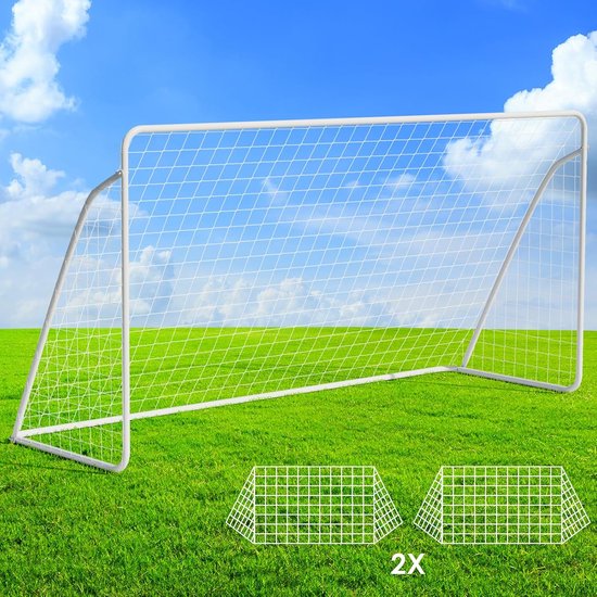 Voetbaldoel voor kinderen en volwassenen, 240/365 cm, outdoor, stabiel voetbaldoel met net, hoogwaardig outdoordoel met bescherming tegen stoten