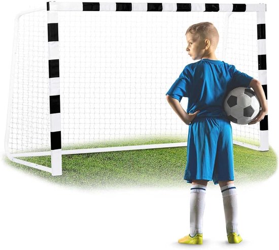 Voetbaldoel voor kinderen en volwassenen, met beschermhoes, zwart/wit