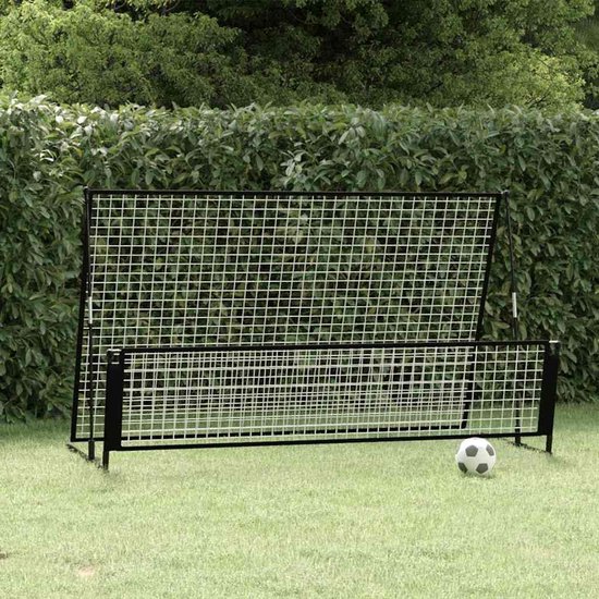 Voetbalrebounder en voetbaldoel 2-in-1 voor training, 202 x 104 x 120 cm, stalen frame met polyester net, draagbaar sporttoestel voor tuin en club