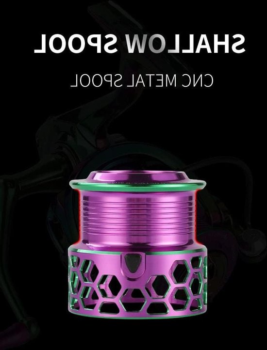 Volledig metalen vismolen - spinrol voor spinvissen in regenboogkleur - forel snoekbaars snoek baars - 2500S van Tebwo.