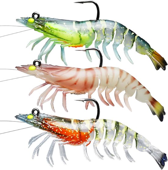 Voorgemonteerde jig-vislokmiddelen voor zoet en zout water, innovatieve, superduurzame TPE-baslokmiddelen, levensechte garnalenkreeften swimbait, onkruidvrij lokmiddel voor crappie, forel en snoekbaars, apart bewaren van TRUSCEND