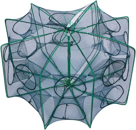 VORLOU - Draagbare Opvouwbare Visnet Bait Cast Mesh Trap Net Vis Garnalen Minnow Rivierkreeft Krab Baits Tarp Visnet - 6 Gaten van VORLOU