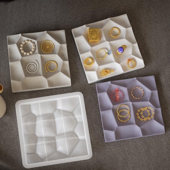 Vorm dienblad 14 cm DIY onderzetters gietvormen wandpanelen siliconen gietvorm 3D golvende textuur vierkante plaat siliconen vorm siliconen vormen tray voor onderzetters, kaarshouder