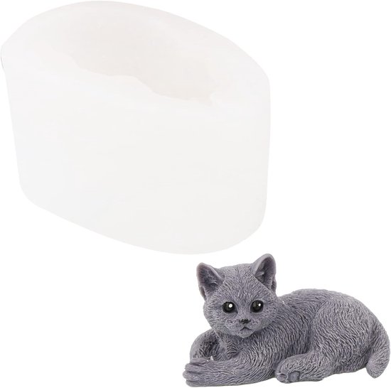 vorm, dieren, 3D, kattenvorm, siliconen zeepgietvorm, dier gietvormen, siliconen, hondenkaars, siliconen vorm, epoxyhars vormen voor cake, zeep, fondant taartdecoratie vorm (2#)