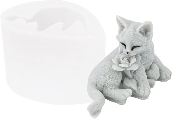 vorm dieren 3D, kattenvorm, siliconen zeepgietvorm, dier gietvormen van siliconen, hondenkaars, siliconen vorm, epoxyhars vormen voor cake, zeep, fondant, taartdecoratie, vorm (5#)