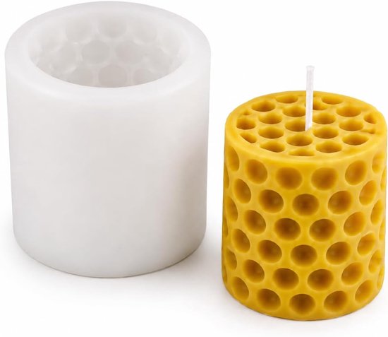 Vorm honingraat kaars, diameter 6,8 x 7,1 cm, herbruikbare kaarsvorm van siliconen voor doe-het-zelf kaarsen, geschikt voor bijenwas, sojawas en paraffine