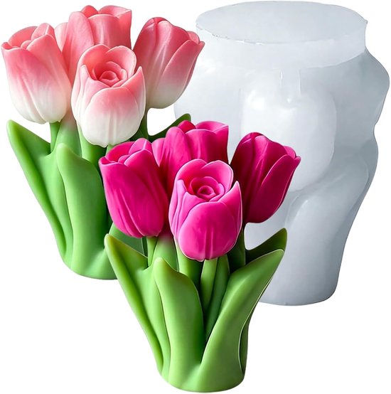 vorm tulpenboeket rozen siliconen mal kaarsen betonvorm bloem voor zeep, kaarsen, cake, bloemenvormen voor chocolade, snoep, gebak, dessert, doe-het-zelf handwerk