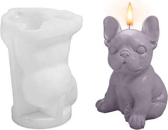 vorm voor honden, 3D, epoxyharsvorm, dieren, puppy's, kaarsvormen, zeepvormen, squishies zelf maken, doe-het-zelf gietvormen voor hars, beton, gips, waszeep (buldog)