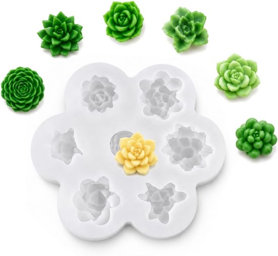 Vorm voor vetplanten, 7-voudige verdieping, kaarsgietvorm van siliconen, 12 x 10,5 cm, gietvorm voor doe-het-zelf aromakaarsen, zeep, chocolade en harsdecoratie