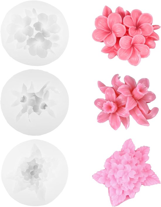 vormen, 3 stuks, bloemen, kaarsvormen, siliconen vormen, gietvormen, herbruikbare siliconen kaarsvorm, voor het maken van handgemaakte geurkaarsen, zeep, gips, harshandwerk