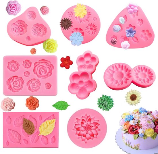 Vormen, 8 Stuks, Bloemen, 3D Fondant