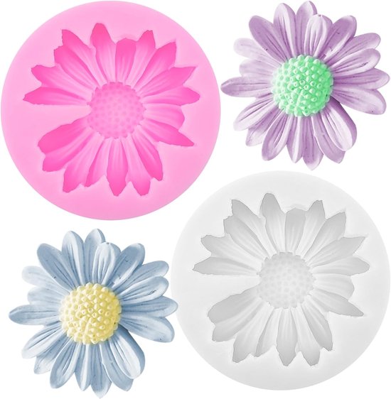 vormen bloemen, 2 stuks wasvormen voor kaarsen, gietvorm, bloemen, siliconen vorm, gietvorm, bloem, groot, voor taartdecoratie, chrysant vorm, 3D-bloemenkaarsvorm