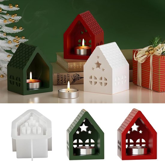 Vormen gietvormen huizen 3D gietvormen siliconen huis Kerstmis siliconen vorm kaarshouder gipsvormen om te gieten siliconen vorm huis voor doe-het-zelf Kerstmis handwerk