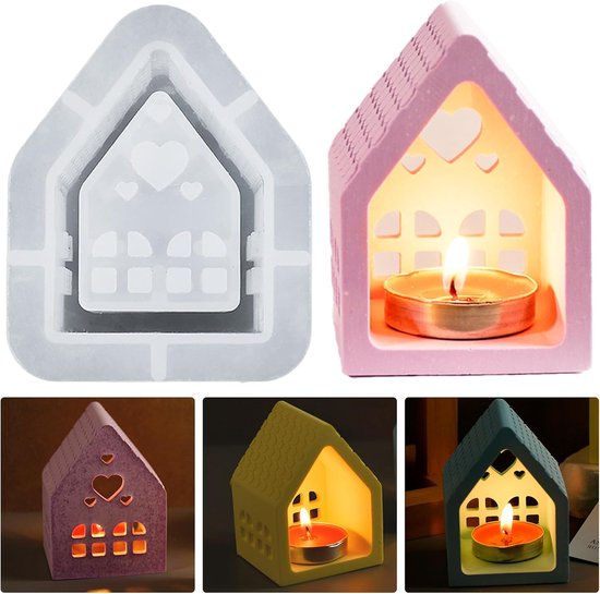 vormen gietvormen huizen, gietvormen siliconen Kerstmis, 3D siliconen vorm huis, siliconen mal Kerstmis, doe-het-zelf siliconen vorm kaarshouder gietvorm, siliconen vorm huis om te gieten