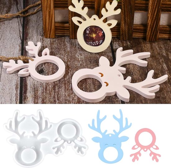 vormen gietvormen Kerstmis, eland hanger gietvorm | DIY siliconen vorm kaarsenhouder Kerstmis eland theelichthouder voor gieten met gips, handwerk en kerstdecoratie (eland)