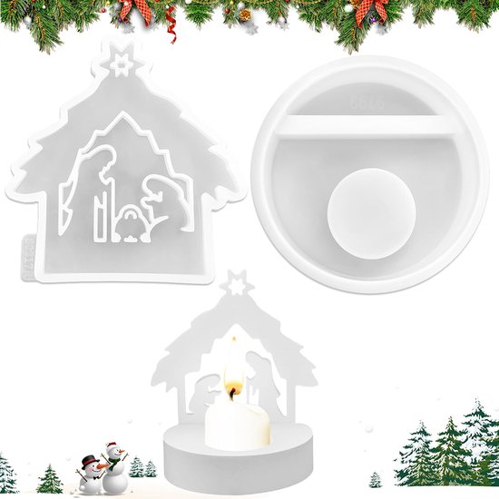 Vormen gietvormen Kerstmis, kribbe siliconen gietvorm, 3D gipsvorm, kerstkribbe, siliconen vormen, tafeldecoraties, voor het gieten van siliconen gietvorm, gips, handwerk