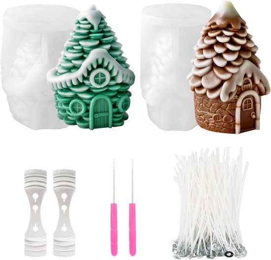 Vormen, kaarsen Kerstmis, dennenappelhuis, kaarsvormen om zelf te gieten, kerstkaarsen zelf maken, kaarsgietvormen met lonten en knutselgereedschap voor kerstdecoraties