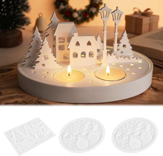 Vormen Kerst huisjes, 3 stuks Gietvormen Kerstmis, siliconen vormen gietvormen huisjes, gietvormen om kerstdecoraties te maken, kerstcadeaus en knutselen (B)