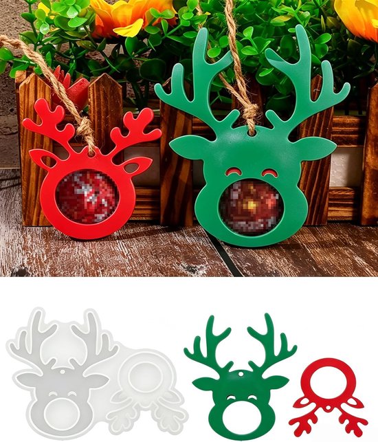 Vormen voor hars, set van 2 elanden met hoge resolutie, antiaanbaklaag en ideaal voor bubbelvrije doe-het-zelf hangers en nauwkeurige kerstdecoratie