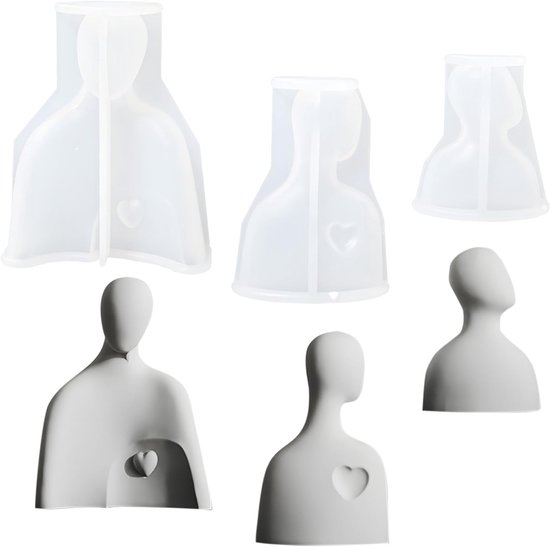 Vormen voor het gezin, 3 stuks, siliconen vorm, lichaam, kaarsvorm, siliconen figuur, kaarsvormen om te gieten, 3D-gietvorm, doe-het-zelf kaarsgietvormen voor geurkaarsen, woondecoratie