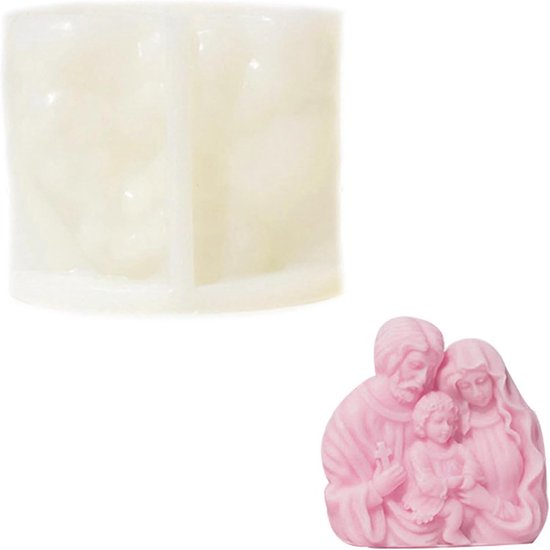 Vormen voor het maken van de familie Maagd Maria 3D siliconen kaarsvormen Maagd Maria 3D siliconen vorm voor Maria Jozef met Jezus kaarsen (wit)