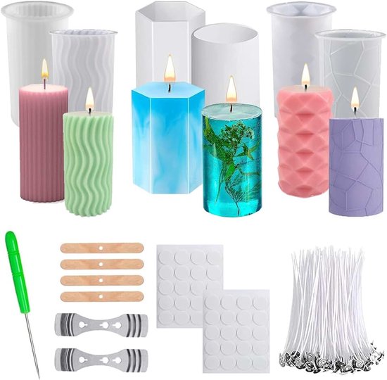 Vormen voor kaarsen, 6 stuks siliconen vormen voor kaarsen, kerstset, gebruikt voor doe-het-zelf decoratie, handgemaakte zeep, geurkaarsen