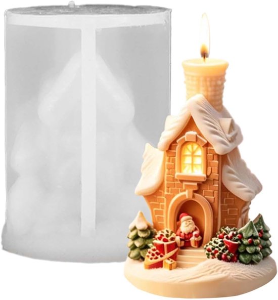 Vormen voor kerstkaarsen, cementvormen, sneeuwhuis, 3D