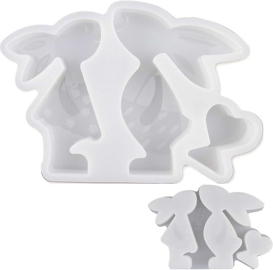 Vormen voor konijnen, gietvormen, gips, gips, gietvormen, Kerstmis, voor het maken van kaarsen, handgemaakte zeep, doe-het-zelf handwerk, kerstdecoratie