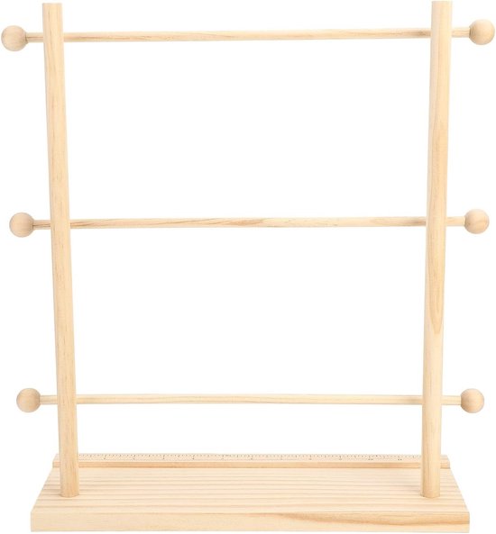 Vouwbaar opbergrek voor linten, meerdere lagen, stevige houten lintenhouder en spoelenorganizer voor haaknaalden