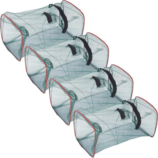 Vouwbare Visval voor Riviergebruik - Rectangulaire Hengelbak van Nylon en Gegalvaniseerd Staal (46x22x22cm) met 4 Herbruikbare Vissen van Merkloos