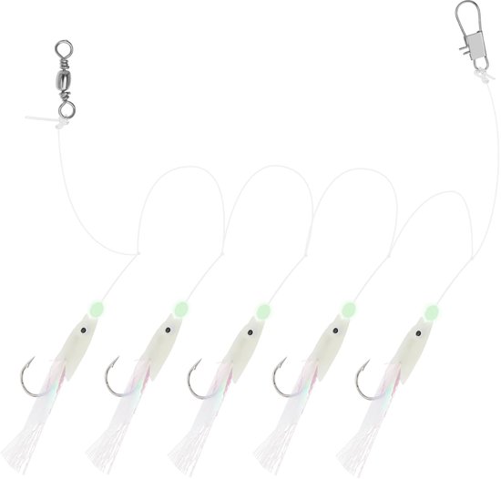VT Goods - Lichtgevende Zeevisgerei - Gloeiende Vishaak - Veelkleurig - Duurzaam Kunststof - Perfect voor Zeevissen - 15 Stuks