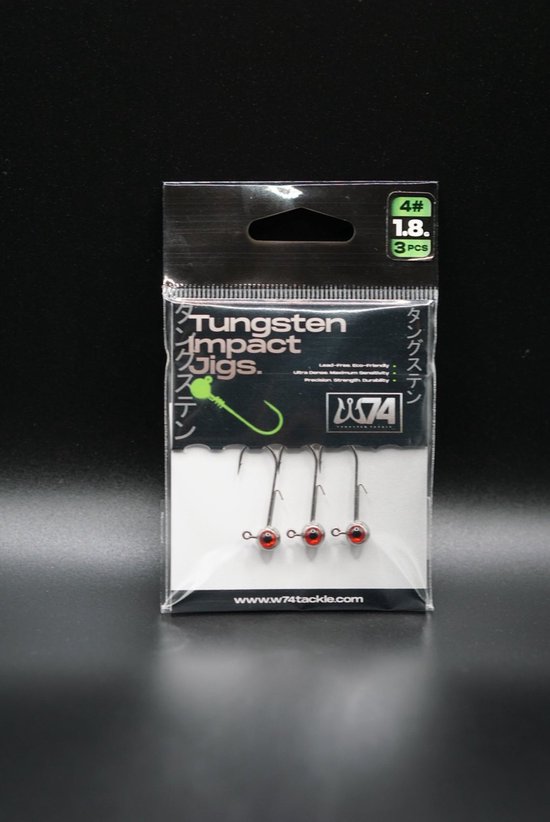 W74 Tungsten Tackle Tungsten Impact Vision Jigs With Red Eyes (3 Pcs) 1.8g / #4 van Merkloos