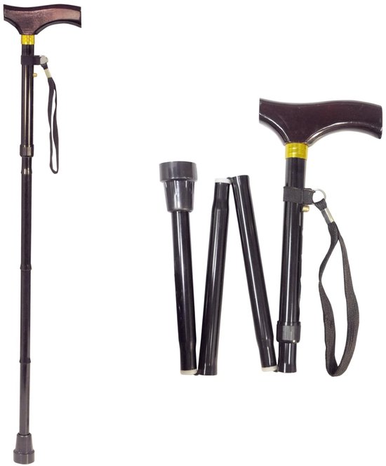 walking stick wooden handle - foldable van Merkloos