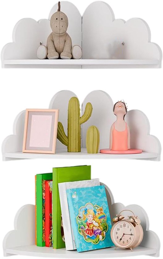 Wall Bookshelf - 3 Stuks Houten Hoekdisplayrek, 25,5 X 25