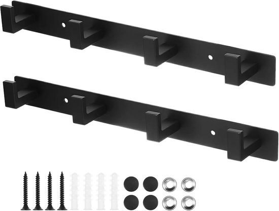 Wall Clothes Hooks, 2 Pieces Wardrobe Hooks with 4 Hooks Hook for Screws for Jackets, Hats, Bags in Hallway, Bathroom - ShopVlot