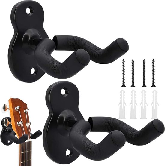 Wandhouder voor gitaar, 2 stuks, universele gitaarhouder, wandhouder voor gitaar, met beschermspons voor elektrische akoestiek, ukelele