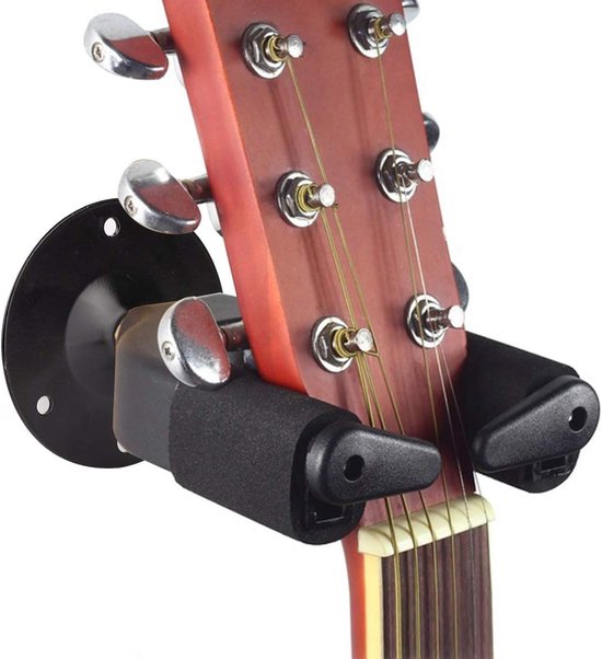 Wandhouder voor gitaar, gitaar Hanger met automatische veiligheidsvergrendeling, auto-grip slotsysteem, voor alle gitaren, bas, banjo, violen, mandolines, ukelele (zwart)