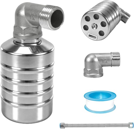Water Tank Float Valve Swimming Pool 1/2 Inch 304 Stainless Steel Automatic Float Valve with 30 cm Corrugated Tube and - ShopVlot