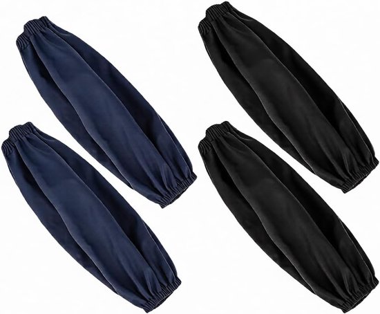Waterdicht oliebestendig 2 paar – Mouwen bescherming uniseks 36 cm – zwart en donkerblauw – ideaal voor keuken, tuinieren, schoonmaken, barbecue, restaurantgebruik
