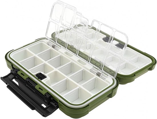 Waterdichte Visgerei Opbergdoos met 24 Compartimenten, Dubbel Laags voor Loodjes en Haken, Ideaal voor Vissen en Accessoires