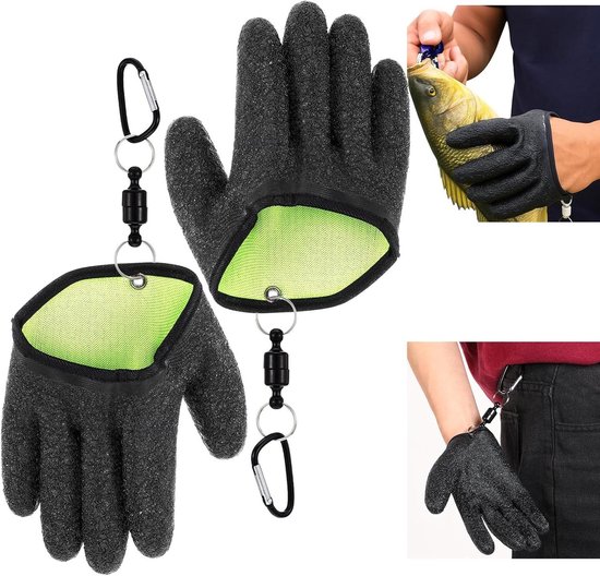 Waterdichte vishandschoenen met antislip en magnetische gesp voor veilige omgang met snoekbaars en meerval - Visaccessoires van KastKing
