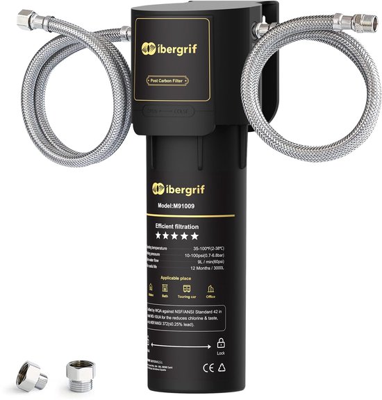 Waterfilter Systeem Onder De Wasbak - Tankloos - 12000 Liter Capaciteit - Polypropyleen - Zwart - Voor Keuken En Badkamer