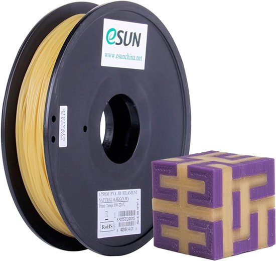 Wateroplosbaar PVA Filament 1.75mm voor 3D Printers, Nauwkeurigheid +/- 0.05mm, 0.5KG Spool, Ideaal voor Ondersteuningsstructuren en Creatieve Projecten