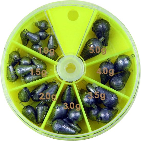 Wedstrijdlood Assortiment - Vislood Set - Vissen - Met siliconenslang - 1 tot 5 gram - Zilver